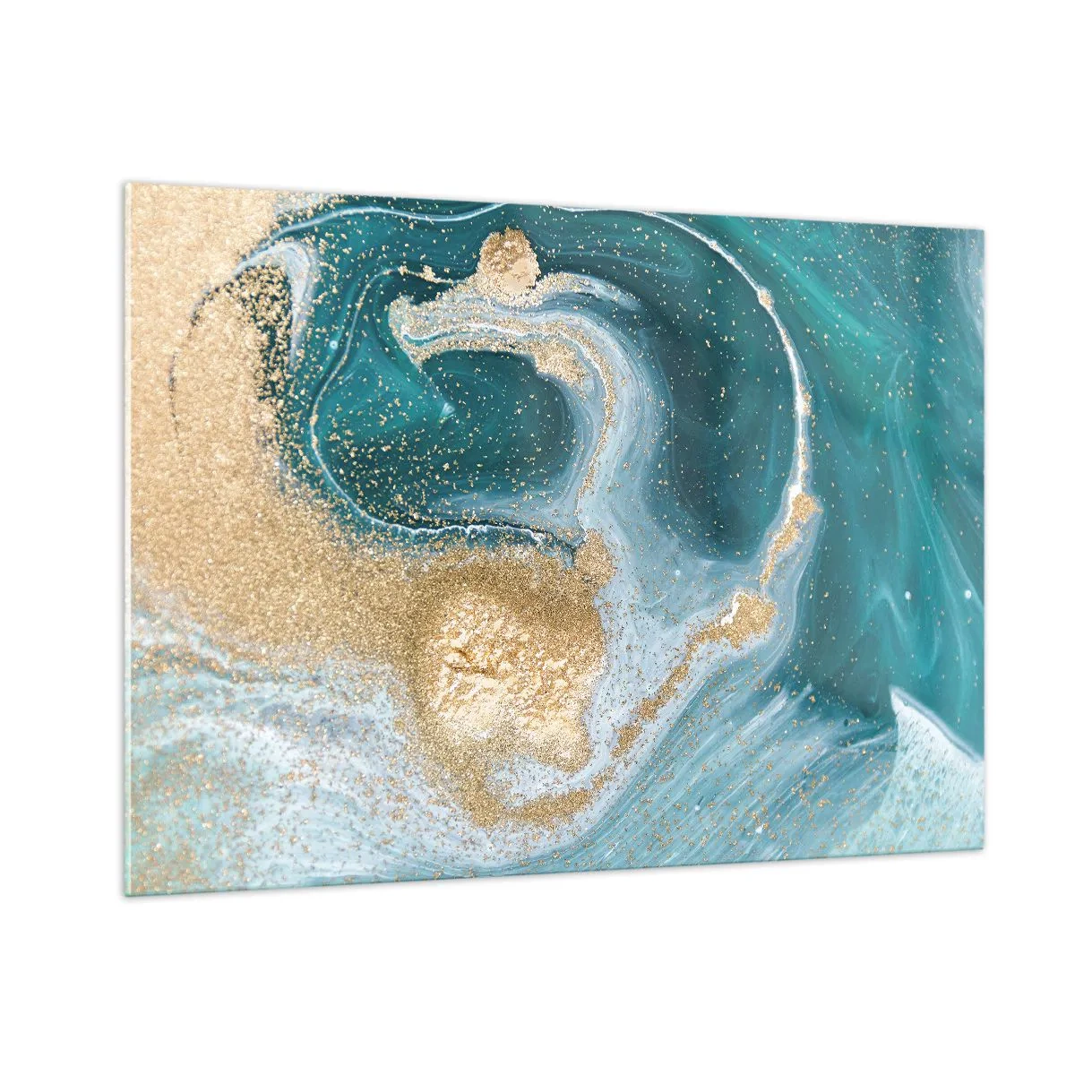 Üveg kép - Arany és türkiz örvénye - 100x70 cm