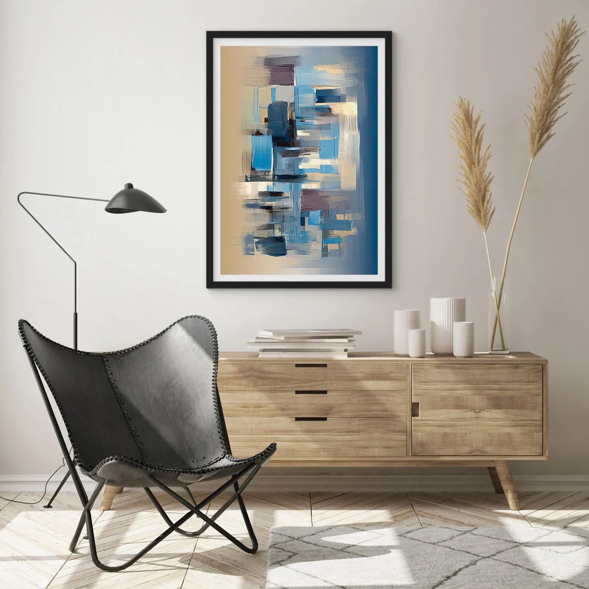 Poszter fehér keretben - Kék építmény - 70x100 cm