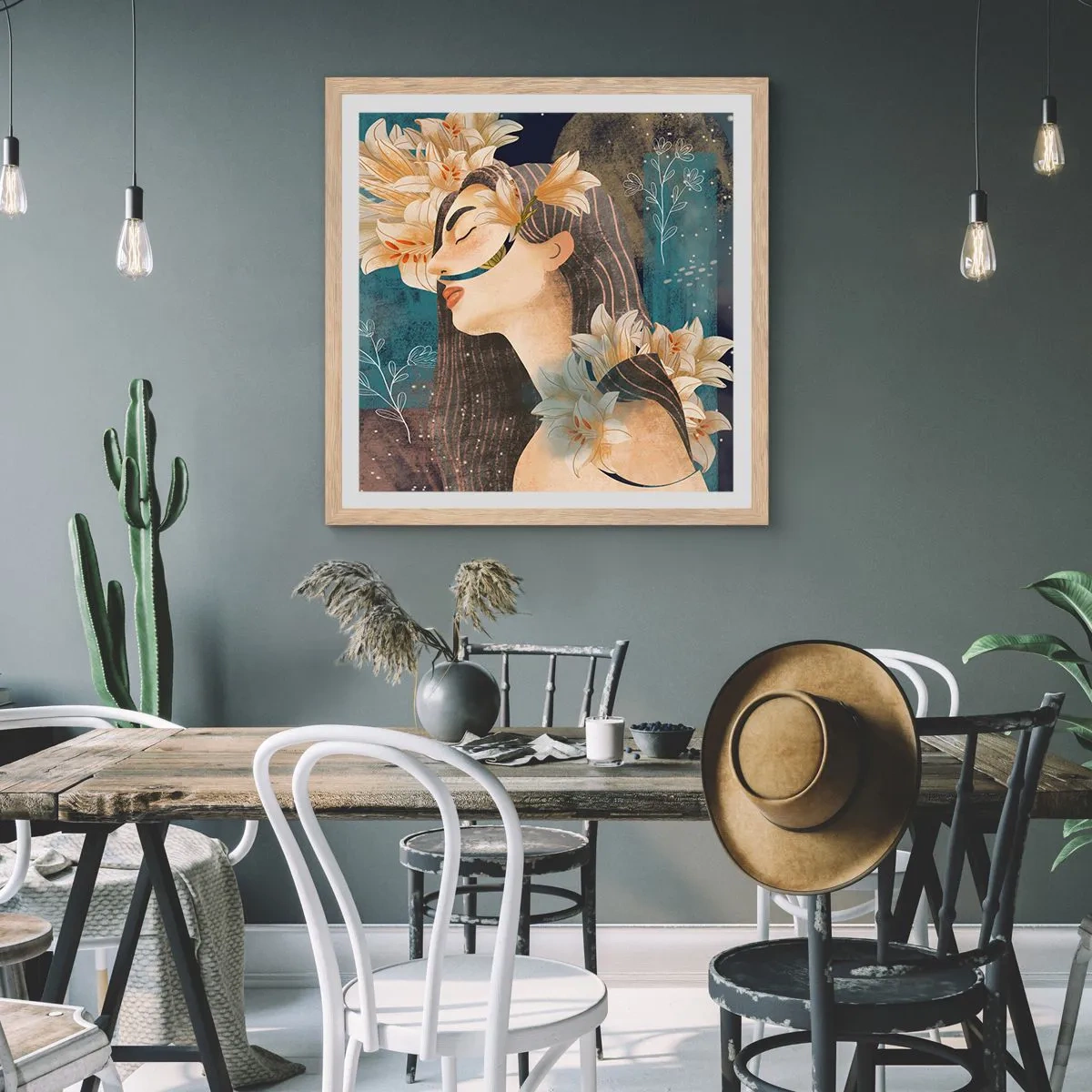 Poszter világos tölgy keretben - Mese egy liliomos hercegnőről - 30x30 cm