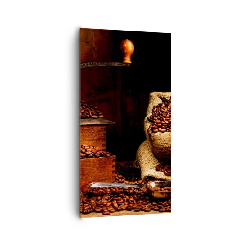 Vászonkép - Csendélet szemes kávéval és darálóval - 65x120 cm