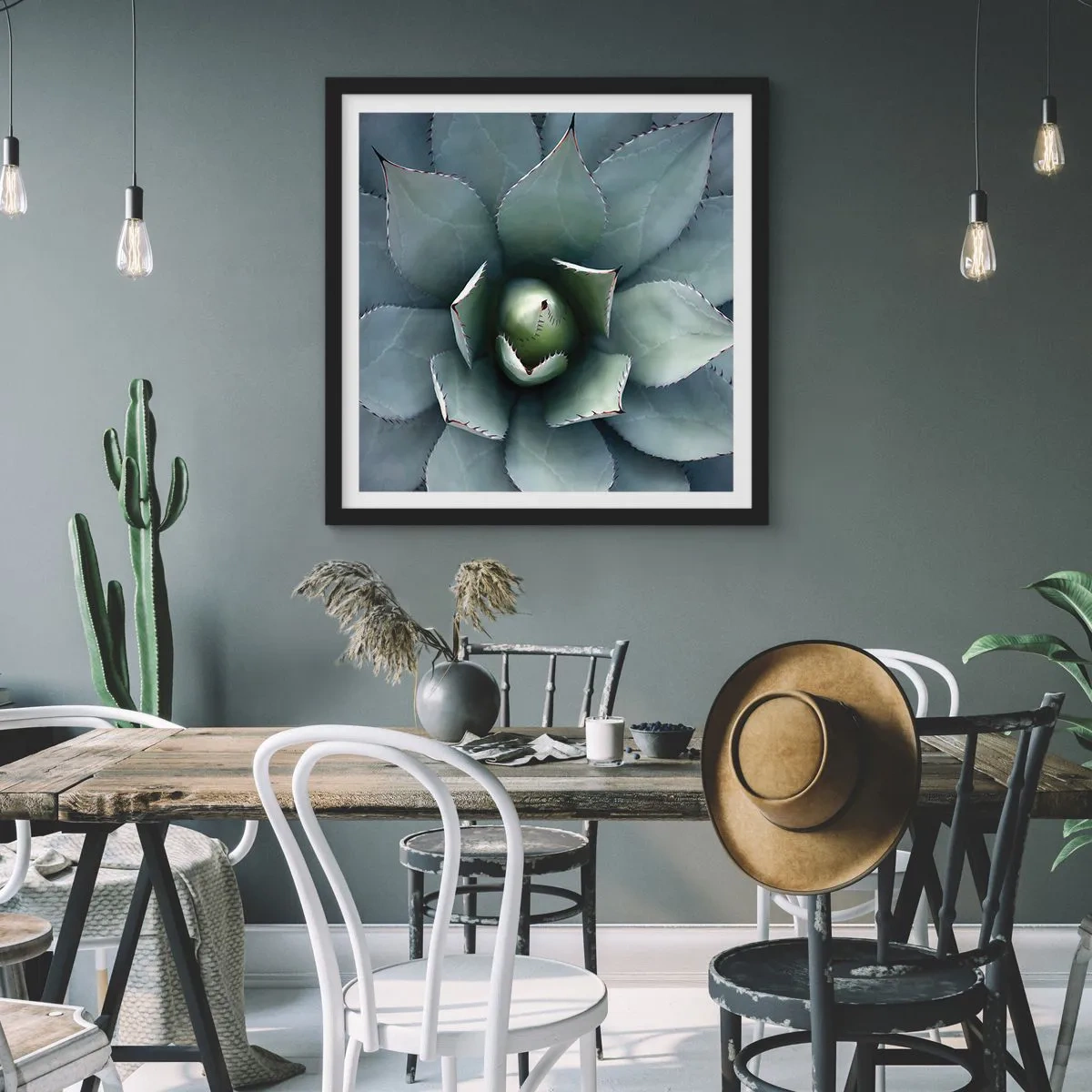 Poszter fehér keretben - Wabi és figyelmeztetés - 50x50 cm