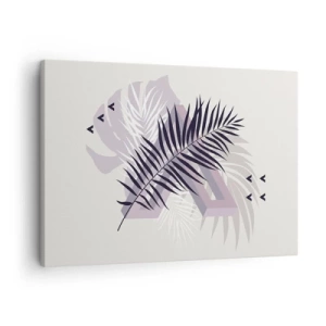 Vászonkép - Minimalista kompozíció levelekkel és geometrikus formákkal - 70x50cm - Az árnyék árnyéka - Modern fali dekoráció nappalihoz és hálószobához ARTTOR