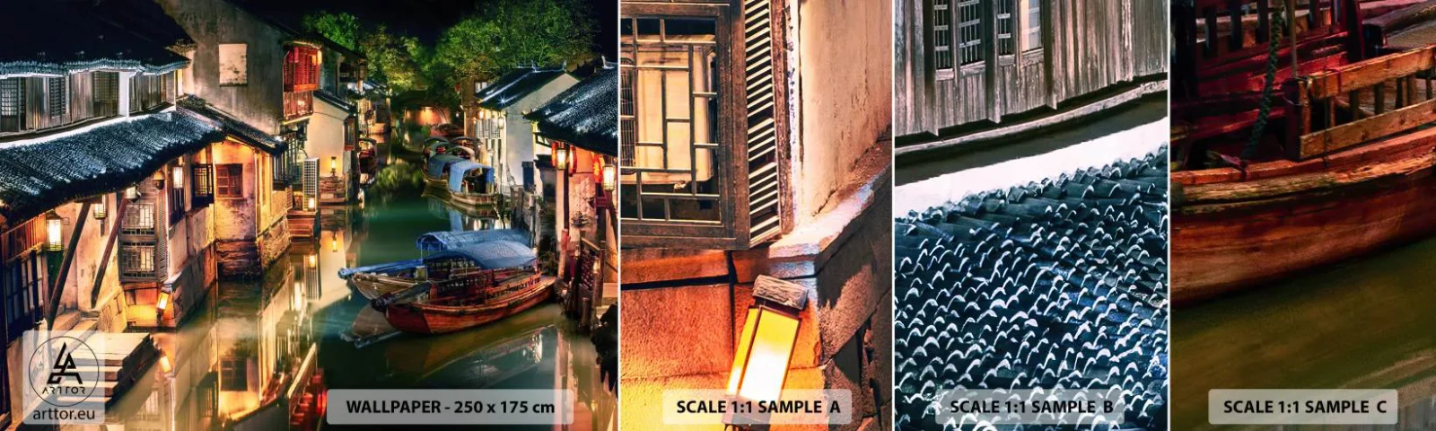 Fotótapéta Minta Öntapadós Deluxe Sticker - Este egy kínai utcán - Tájkép, Város, Ázsia - 100x30 cm