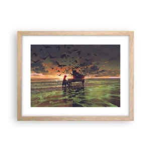 Poszter világos tölgy keretben - Koncert zongorára és a hullámokra - 40x30 cm