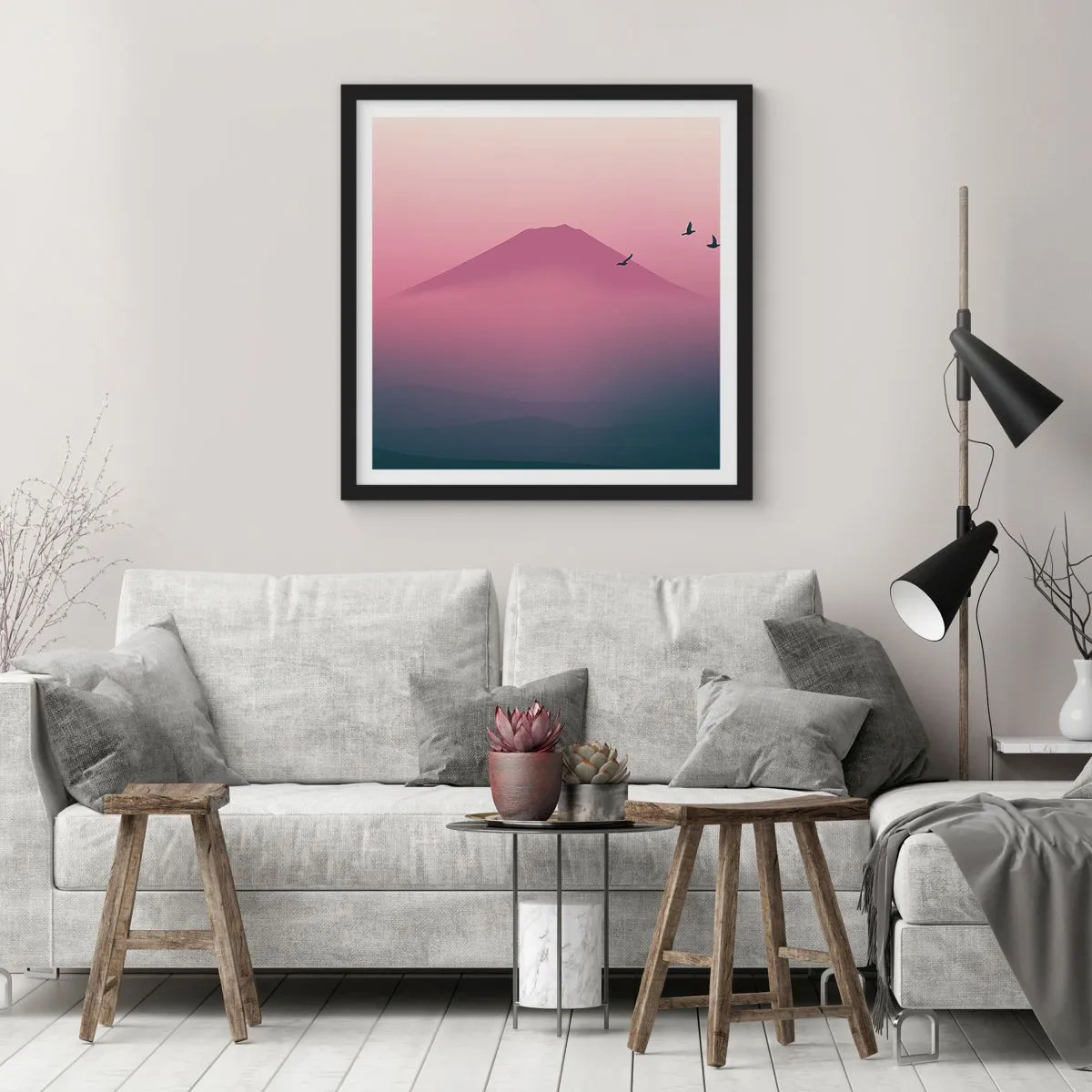 Poszter fehér keretben - Vándorok a felhők felett - 50x50 cm