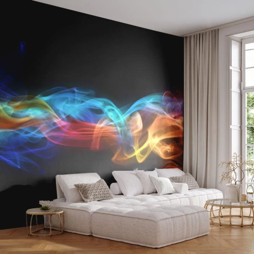 Öntapadós Fotótapéta Deluxe Sticker - Ködök szivárványtánca - Absztrakció, Grafika, Színes lángok - 100x70 cm