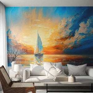 Fotótapéta Premium Sand - Aranyban vitorlázva - Tájkép, Tengeri, Vitorlás - 100x70 cm