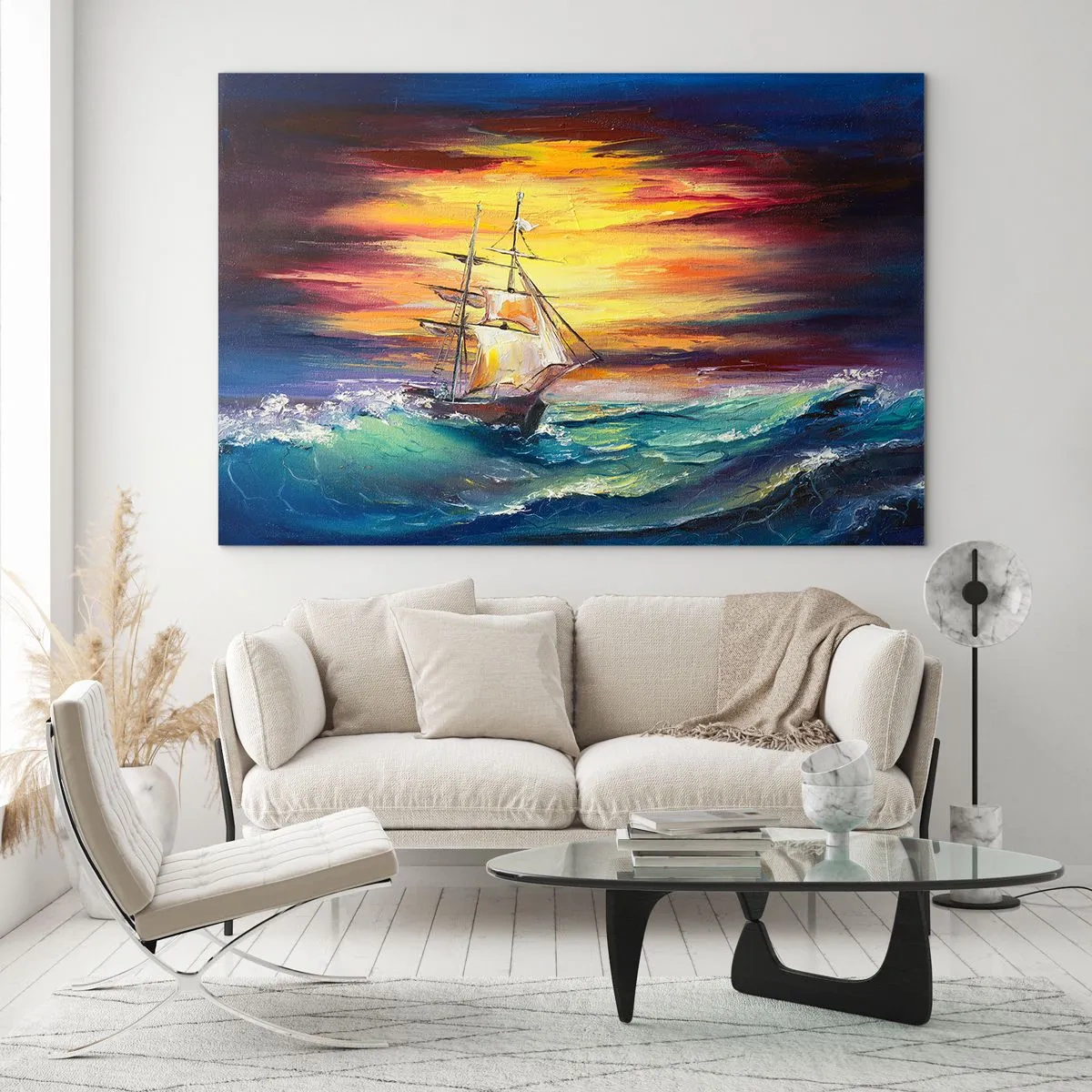 Üveg kép - Bátran a hullámok alatt - 120x80 cm