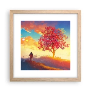 Poszter világos tölgy keretben - Zarándok a célállomáson - 30x30 cm