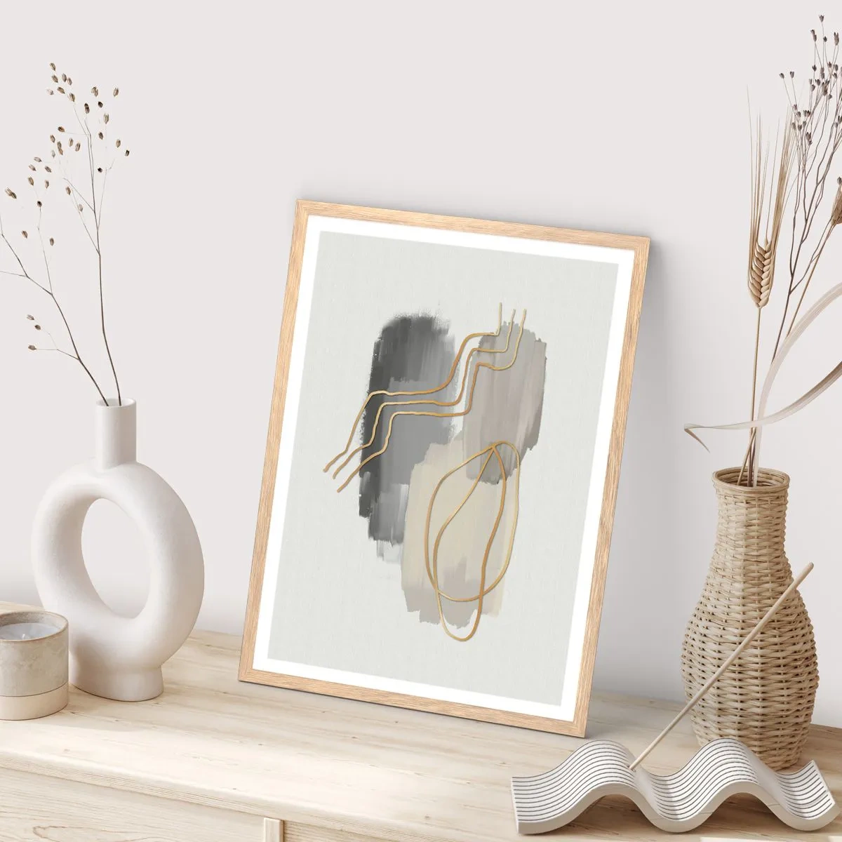 Poszter világos tölgy keretben - Létezés és mozgás - 30x40 cm