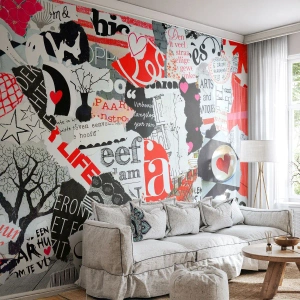 Öntapadós Fotótapéta Deluxe Sticker - Hipszter kollázs - Falfirkálás, Falfestmény, Szüret - 500x350 cm