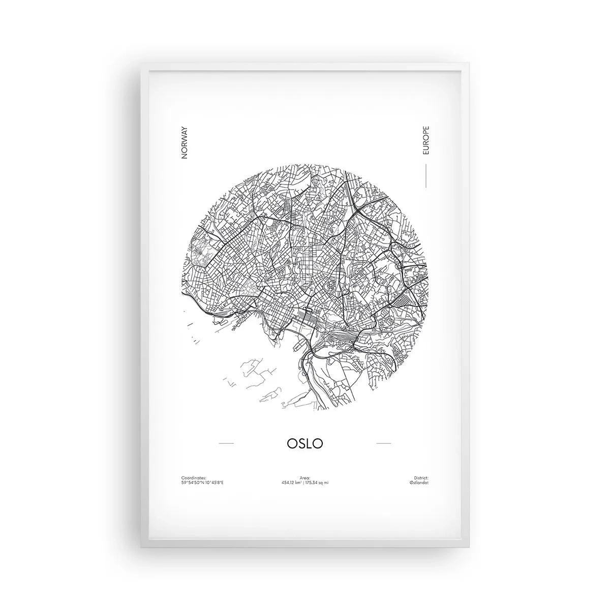 Poszter fekete keretben - Oslo anatómiája - 61x91 cm