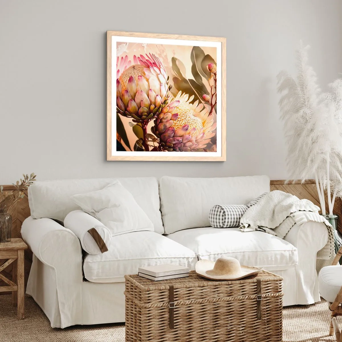 Poszter világos tölgy keretben - Gyengéden átölelve - 60x60 cm