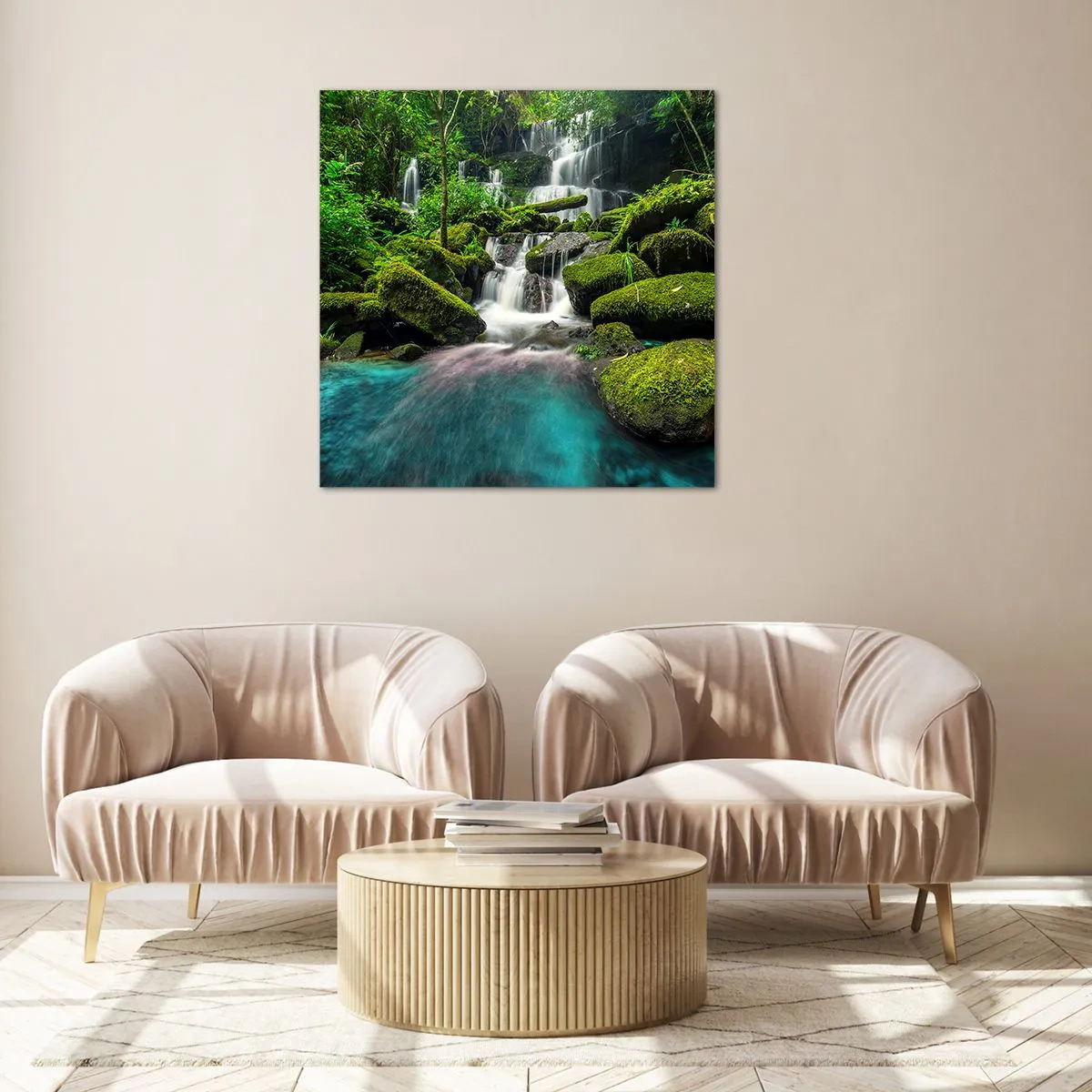 Üveg kép - Türkiz, zafír és folyékony ezüst - 60x60 cm