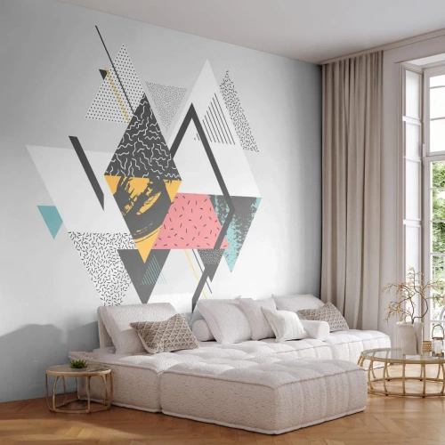 Fotótapéta Premium Sand - Variáció háromszögön és rombuszon - Absztrakció, Darab, Háromszögek - 300x210 cm