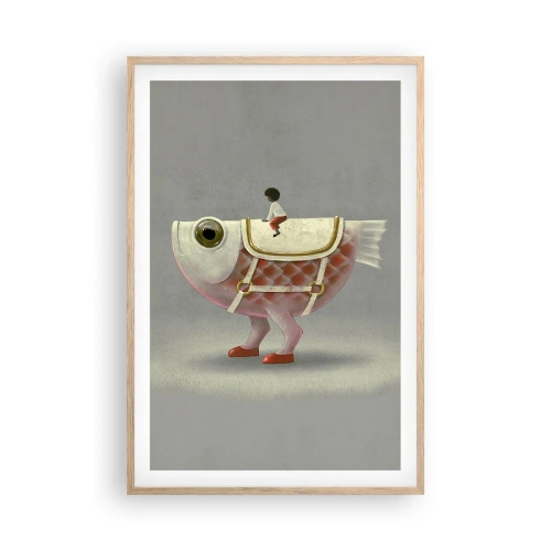 Poszter világos tölgy keretben - A halas lovas - 61x91 cm