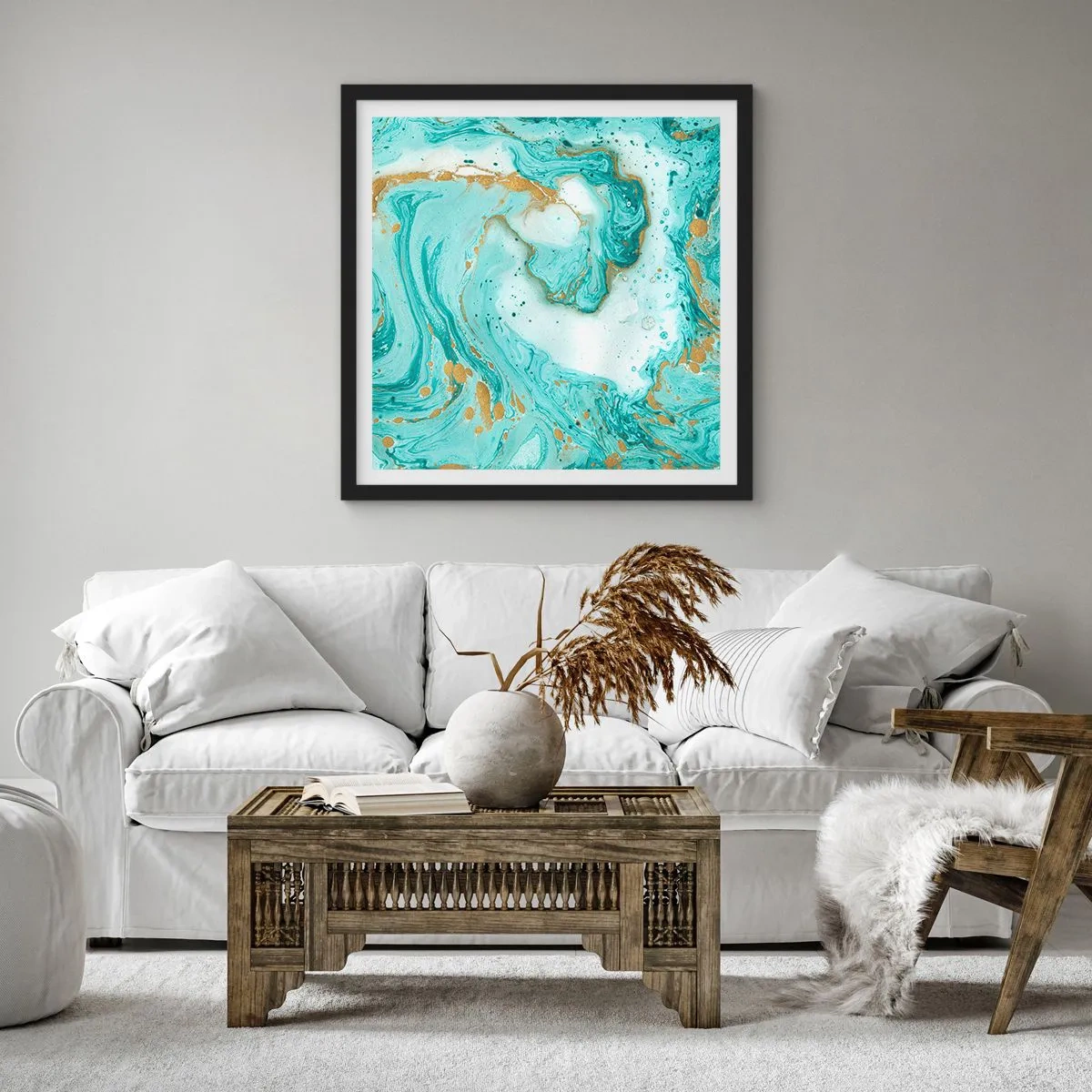 Poszter fehér keretben - Az Edo-korszak nagy hulláma alatt - 40x40 cm