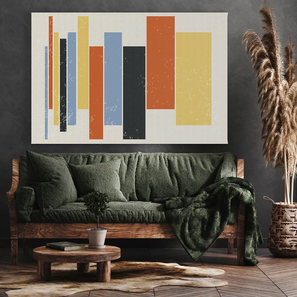 Vászonkép - Színes téglalapok modern elrendezésben - 70x50cm - Zenei felvétel - Modern fali dekoráció nappalihoz és hálószobához ARTTOR