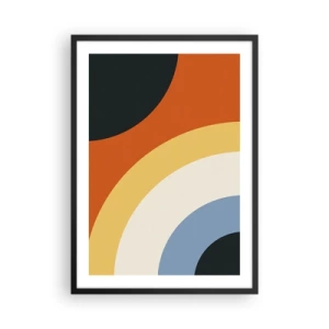 Poszter fehér keretben - Absztrakt színes ívek és körök - 50x70cm - Magam felé - Modern fali dekoráció nappalihoz és hálószobához ARTTOR