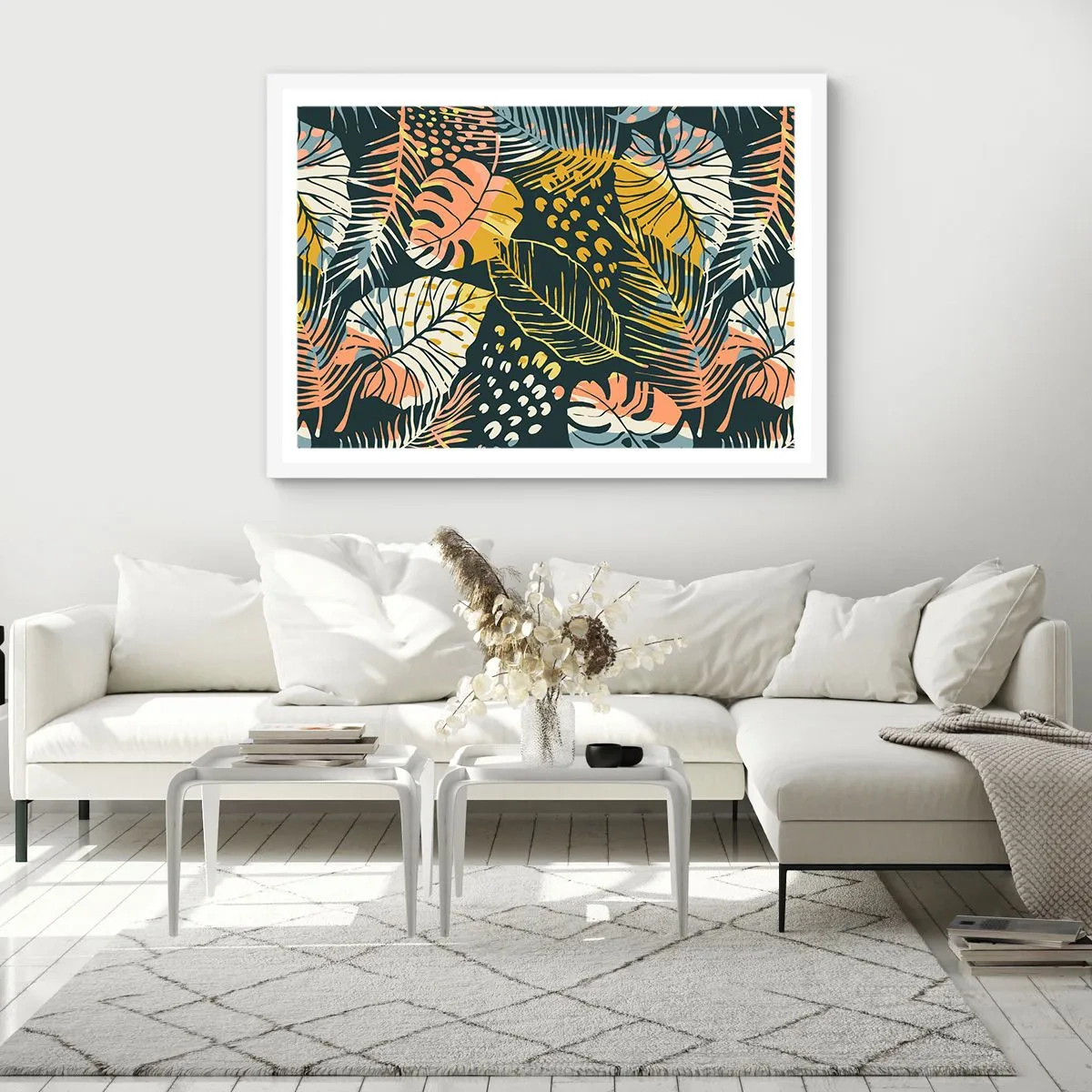 Poszter fekete keretben - Leveles fantázia - 50x40 cm