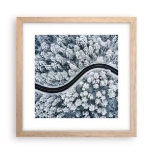 Poszter világos tölgy keretben - A téli erdőn - 30x30 cm