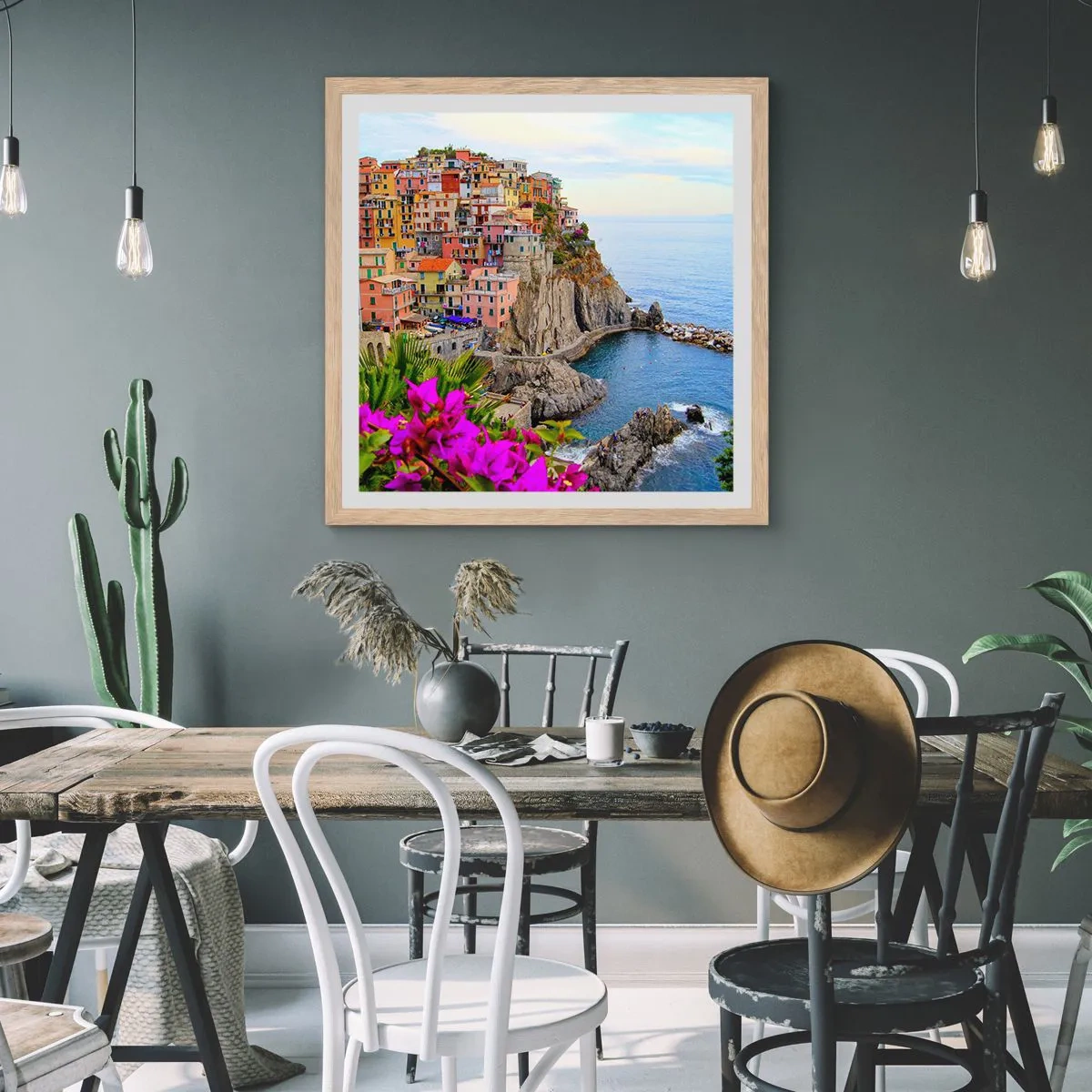 Poszter világos tölgy keretben - Nevető város - 30x30 cm