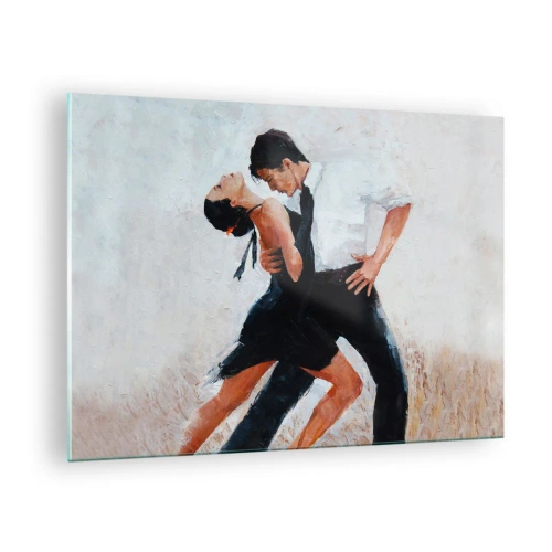 Üveg kép - Egy pár tangót táncol dinamikus pózban - 70x50cm - Álmaim és kívánságaim tangója - Modern fali dekoráció nappalihoz és hálószobához ARTTOR