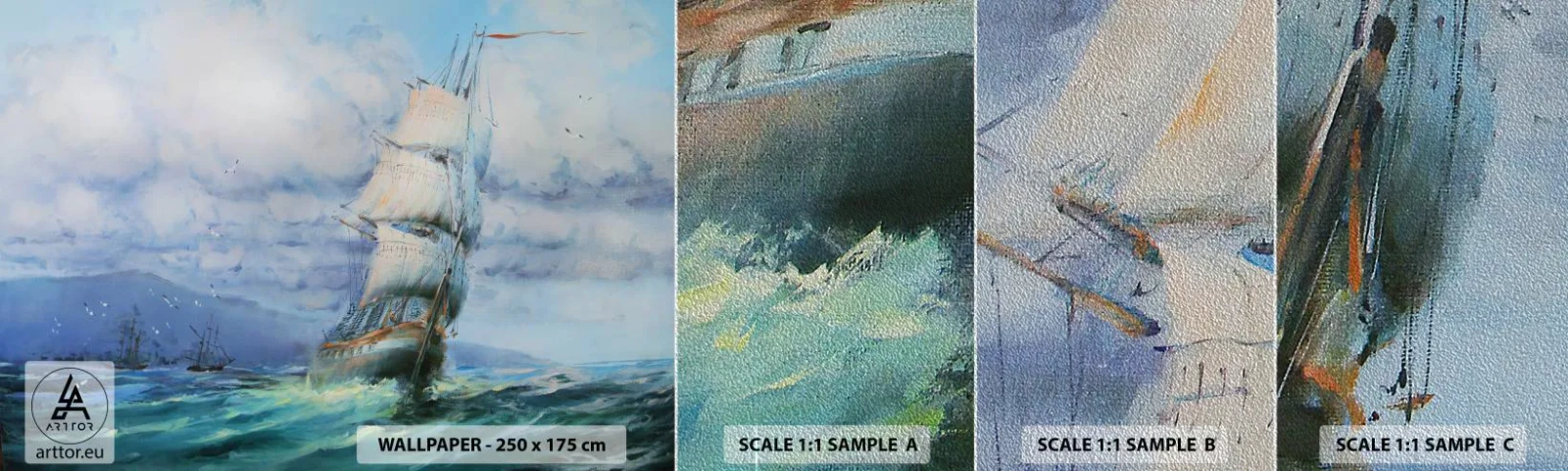 Fotótapéta Minta Premium Sand - Segítő szeleket kívánunk - Vitorlás hajó, Tenger, vitorlázás - 100x30 cm