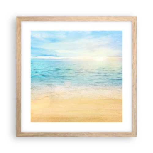 Poszter világos tölgy keretben - Nagy kékség - 40x40 cm