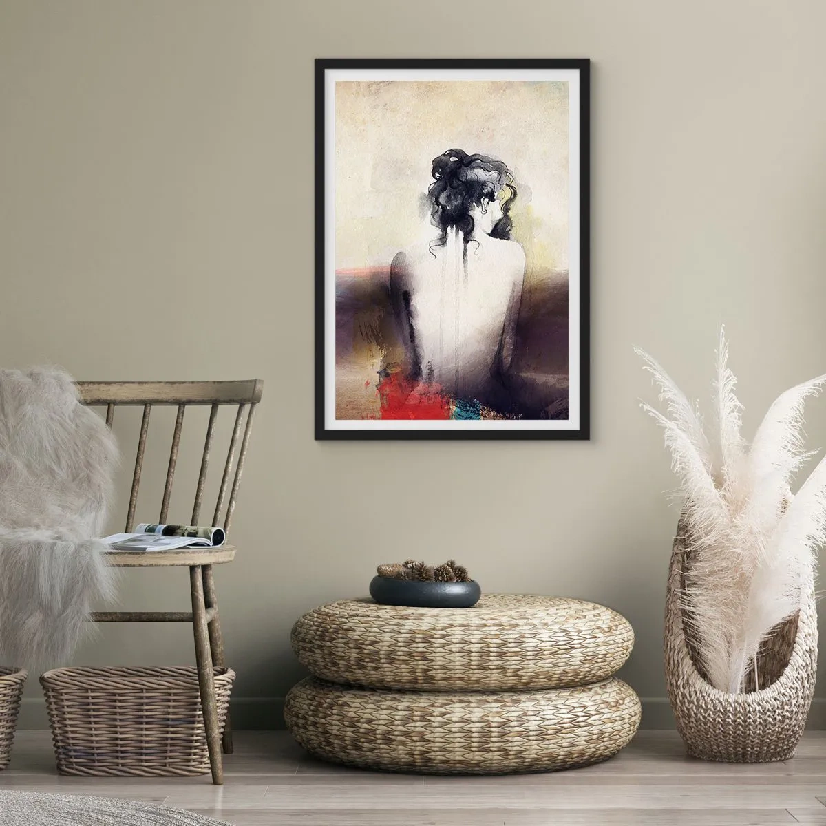 Poszter fehér keretben - Sima vonalak, ovális formák - 30x40 cm