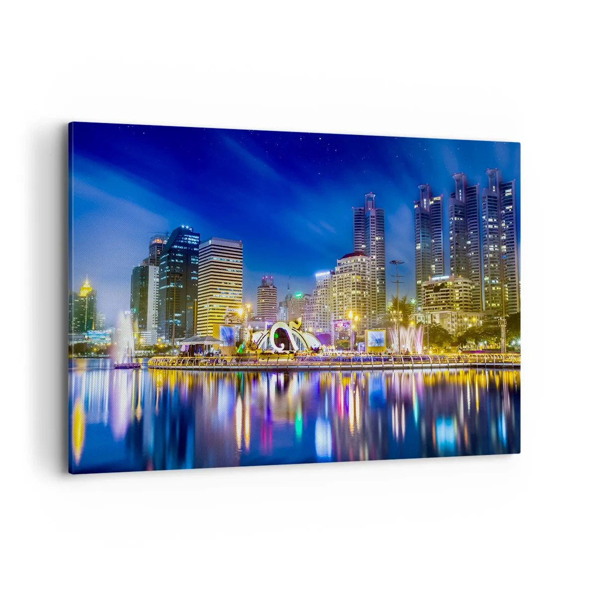 Vászonkép - Metropolis szivárvány éjszakája - 120x80 cm