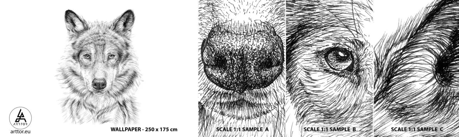 Fotótapéta Minta Standard Eco - Született vezető - Farkas, Vázlat, skandináv - 100x30 cm