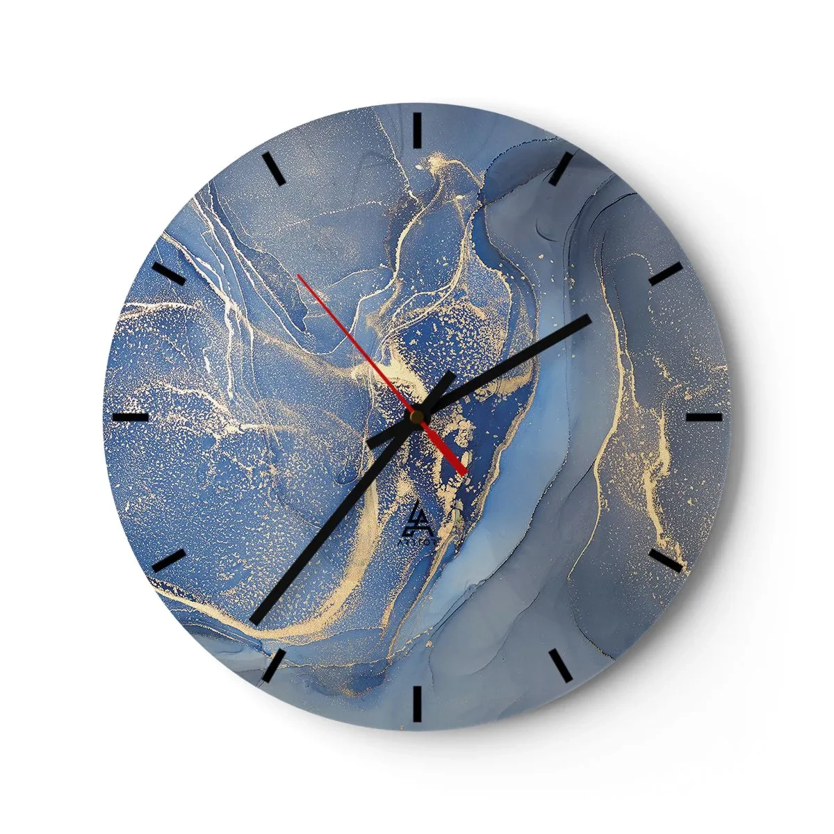 Falióra, Óra - Arany levelek fekete alapon modern kompozícióban - 30x30cm - Arany por - Modern fali dekoráció nappalihoz, konyhához és hálószobához ARTTOR