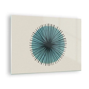 Üveg kép - Geometrikus minta türkiz és fekete árnyalatokban - 70x50cm - Ragyogóan a kékben - Modern fali dekoráció nappalihoz és hálószobához ARTTOR
