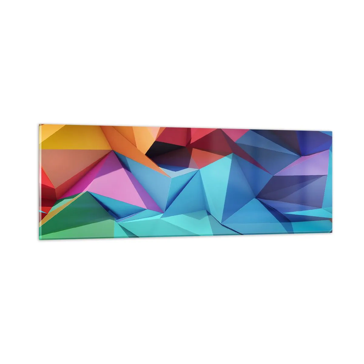Üveg kép - Szivárvány origami - 90x30 cm