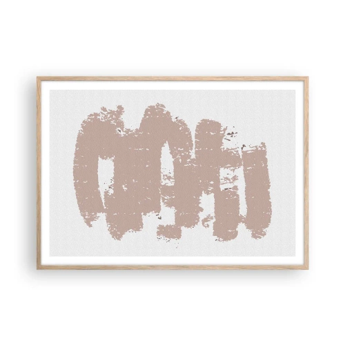 Poszter világos tölgy keretben - Absztrakció lágy rózsaszínben - 100x70 cm