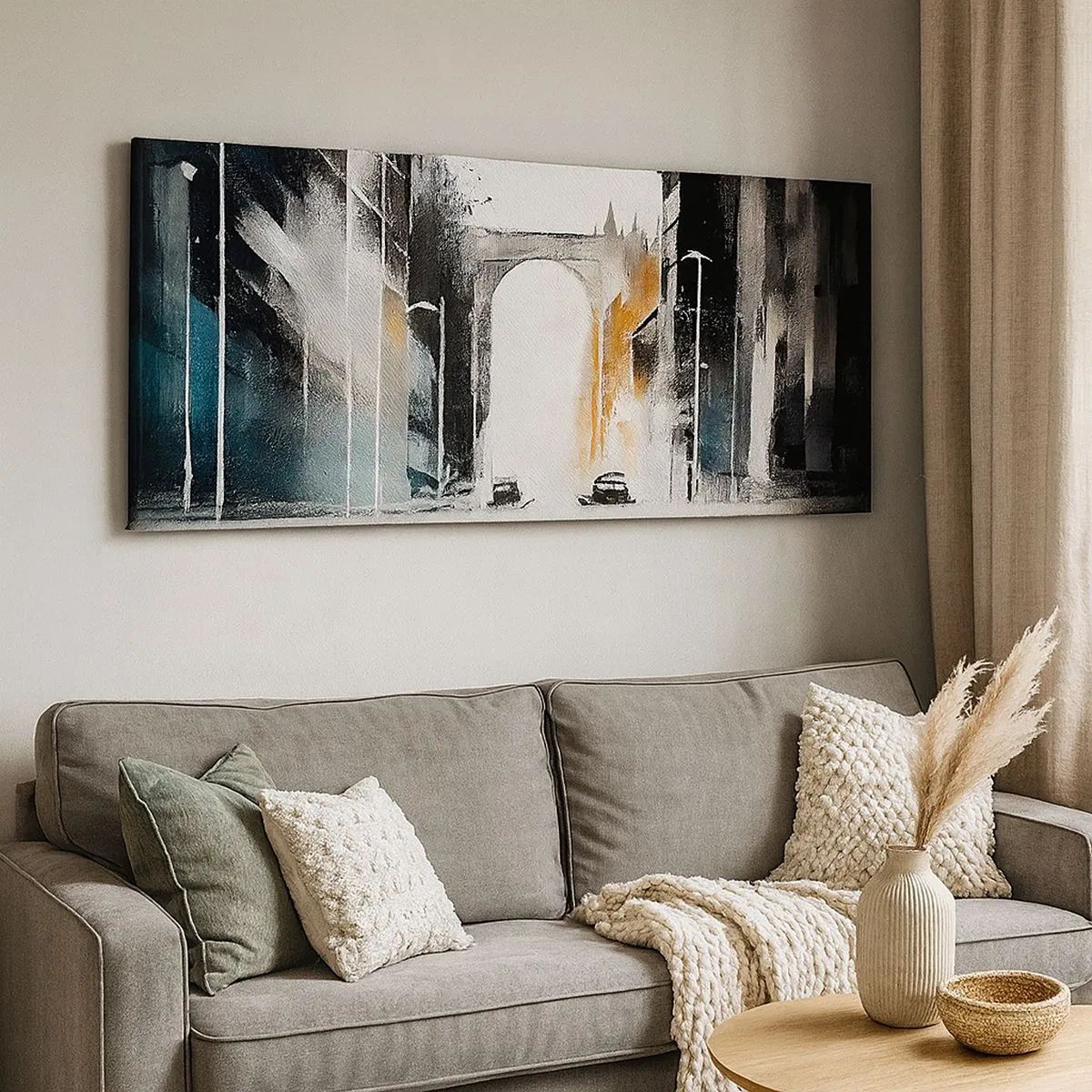 Vászonkép - Várostanulmány: építészet és mozgás - 100x40 cm