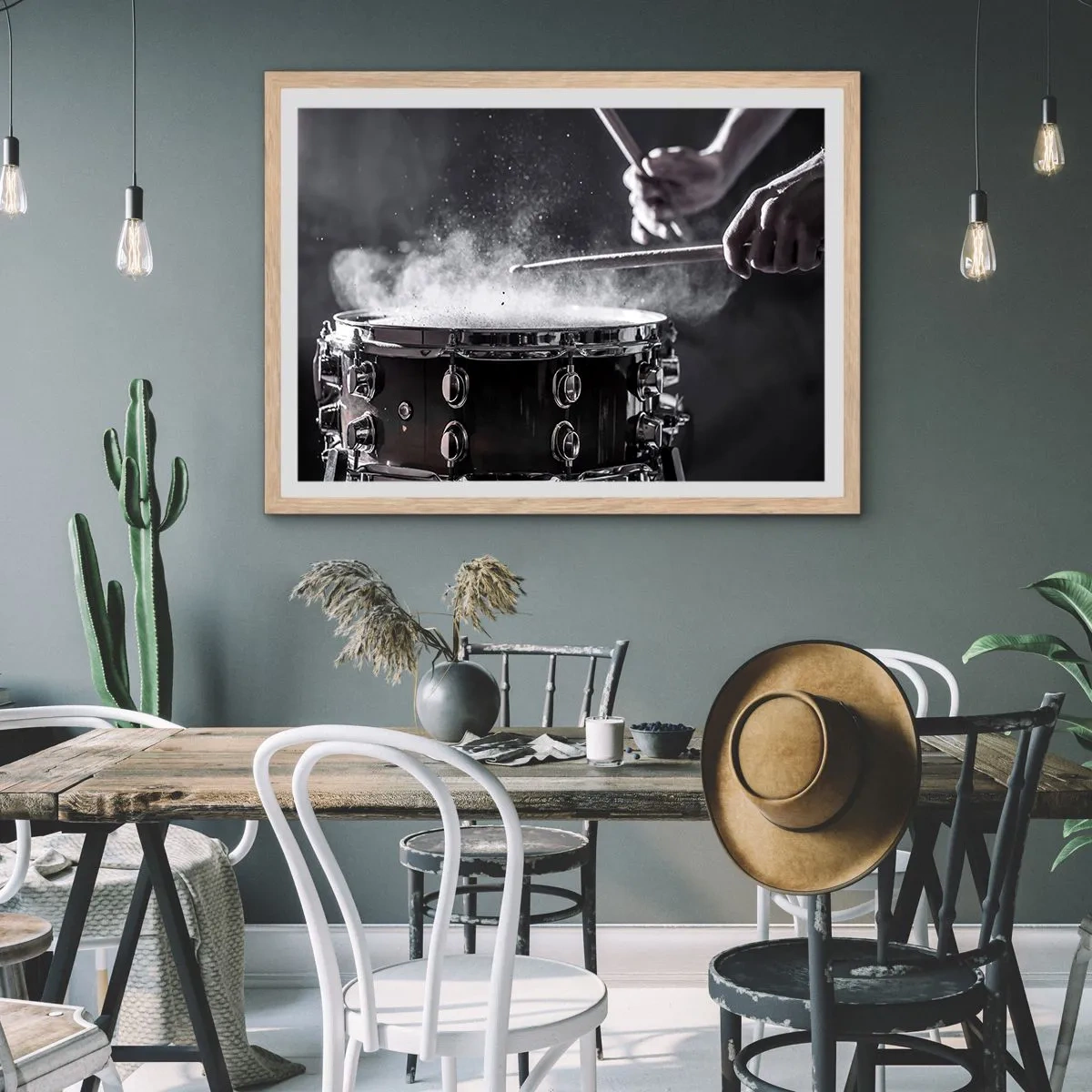 Poszter világos tölgy keretben - A zene pulzusa - 100x70 cm