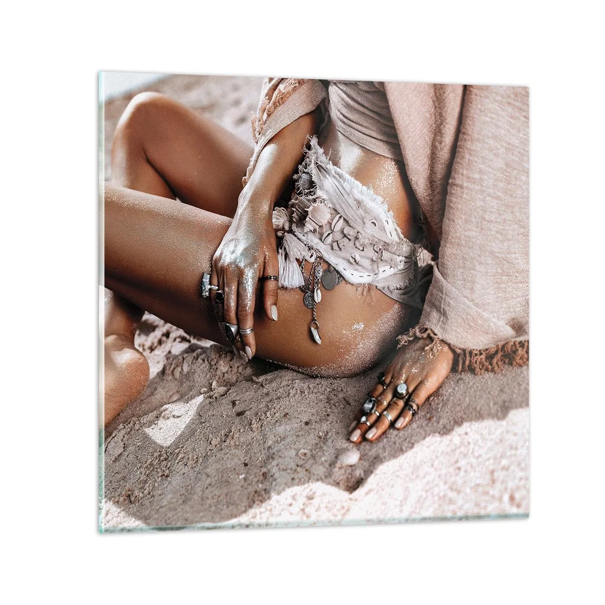 Üveg kép - A hullámok vetettek partra? - 40x40 cm