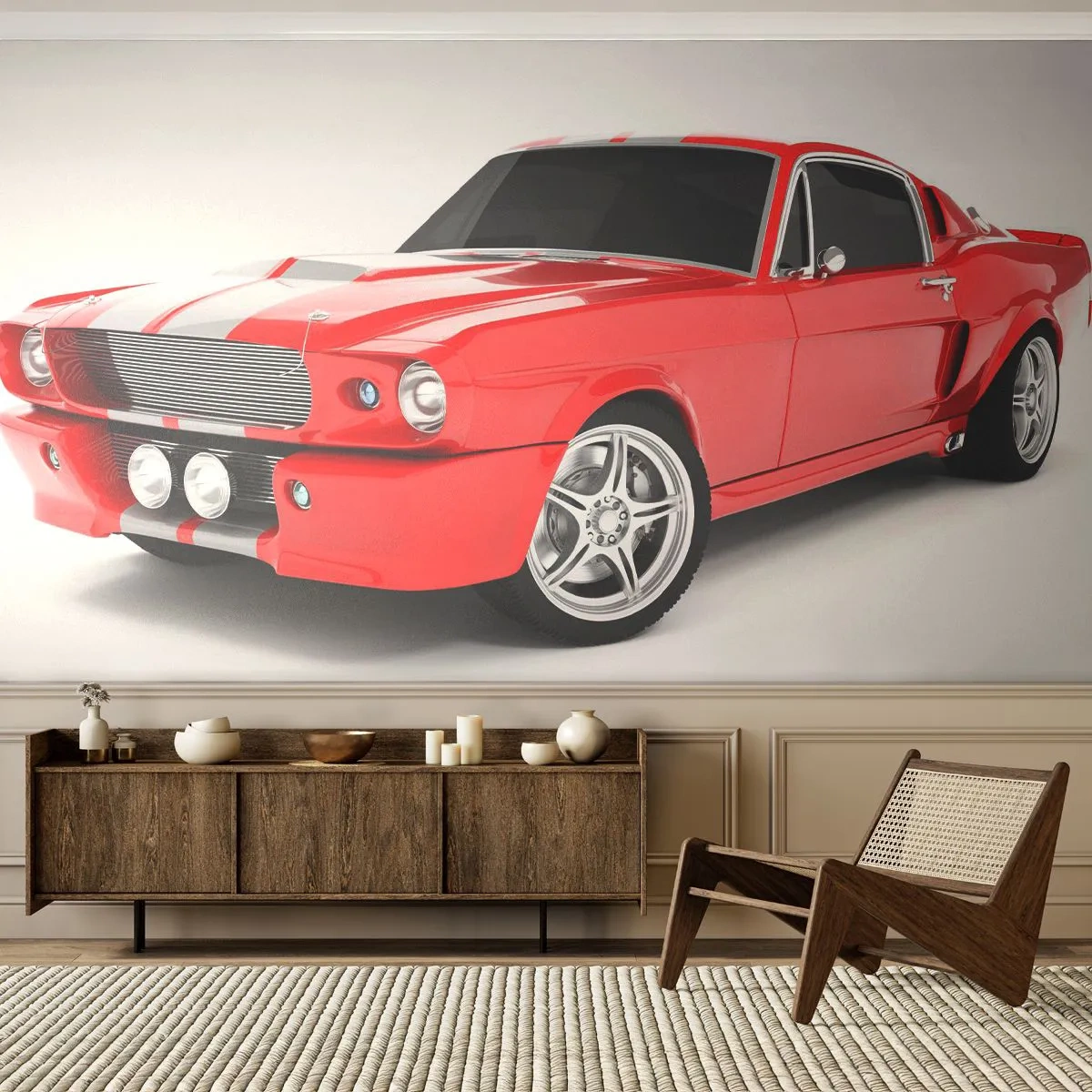 Egyedi öntapadó tapéta Deluxe Sticker - Mustang olyan gyors, mint a szél - Autóipari, Antik autó, Mustang autó 1967