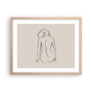 Poszter világos tölgy keretben - Lány meztelenül - 50x40 cm