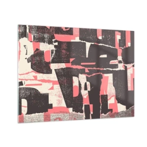 Üveg kép - Modern absztrakció fekete, piros és bézs színben - 70x50cm - Minden nyüzsgés és nyüzsgés - Modern fali dekoráció nappalihoz és hálószobához ARTTOR
