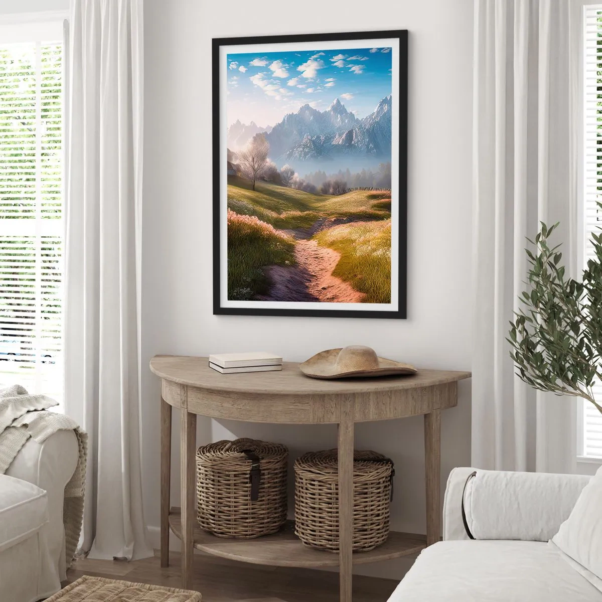 Poszter fehér keretben - Idilli völgy - 61x91 cm