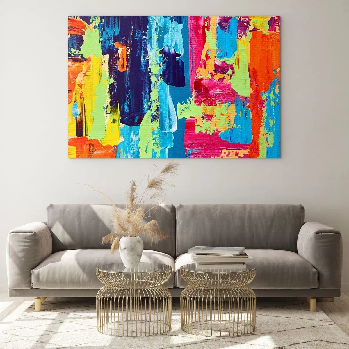 Üveg kép - Egy absztrakt festmény illusztrációja intenzív színekben - 70x50cm - Az élet gyönyörű! - Modern fali dekoráció nappalihoz és hálószobához ARTTOR