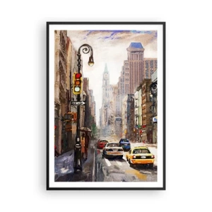 Poszter fehér keretben - New York – esőben is színes - 70x100 cm