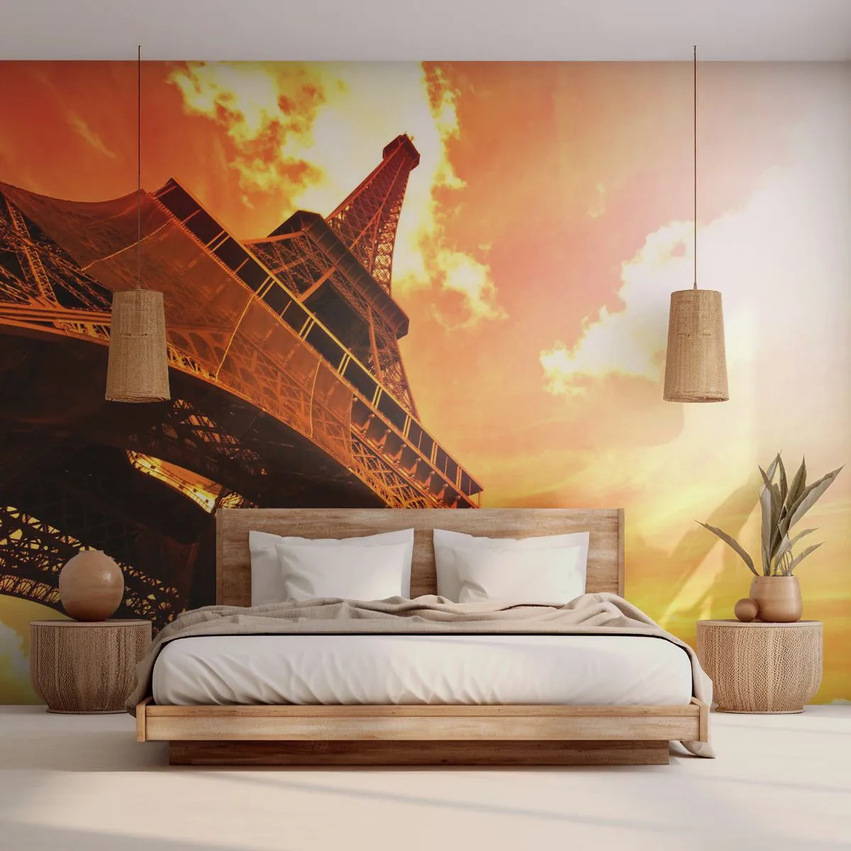 Fotótapéta Premium Sand - Monumentális, mert nappal aranyozott - Város, Párizs, Eiffel-torony - 100x70 cm