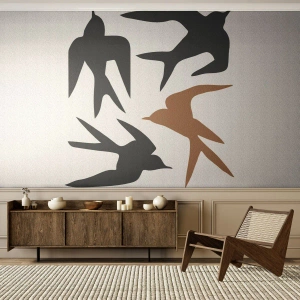 Fotótapéta Premium Sand - Fecske játékok - Boho, Madarak, Minimalizmus - 100x70 cm