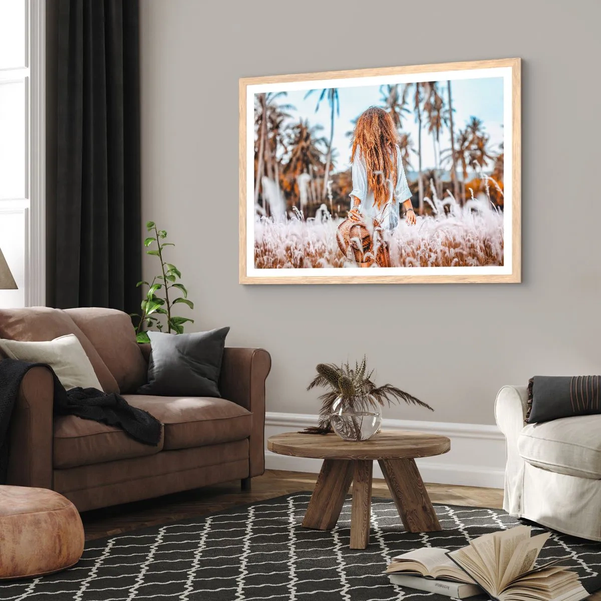 Poszter világos tölgy keretben - Fűbolyhból született - 40x30 cm