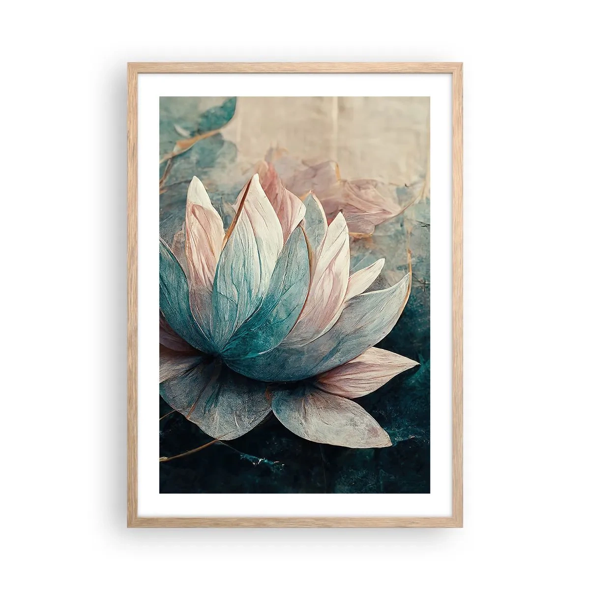 Poszter világos tölgy keretben - Tavi csillagok - 50x70 cm