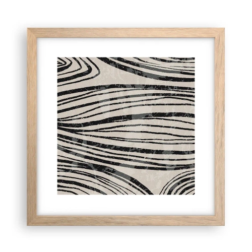 Poszter világos tölgy keretben - Vonalak csobbanása - 30x30 cm